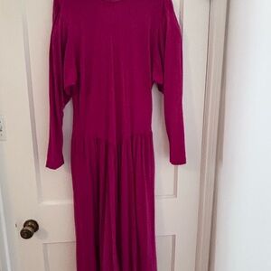 Vintage Liz Claiborne Hot Pink Long Sleeve Dress